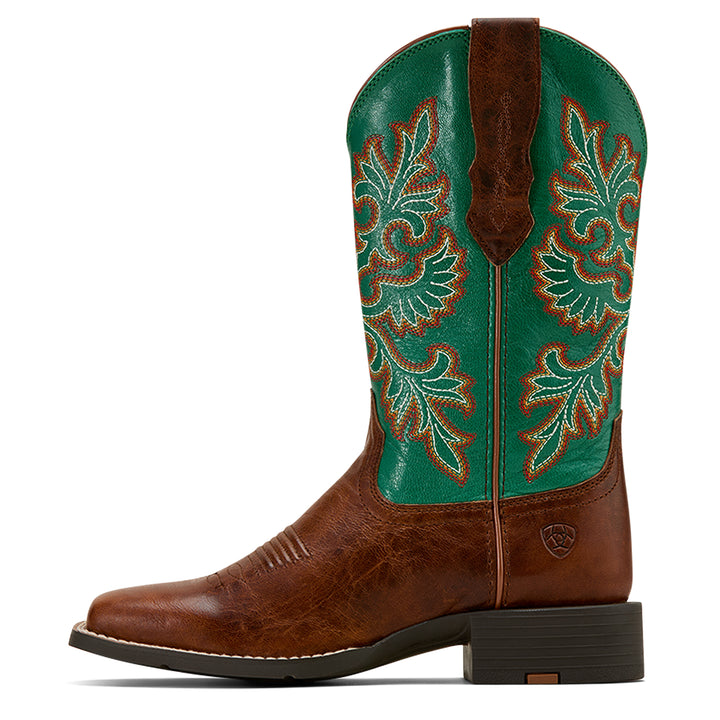 Bottes Western femme Round Up StretchFit Wide Square Toe Arizona Brownaged Jade