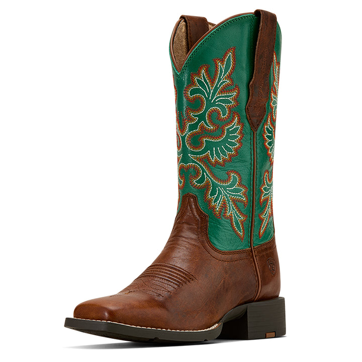 Bottes Western femme Round Up StretchFit Wide Square Toe Arizona Brownaged Jade