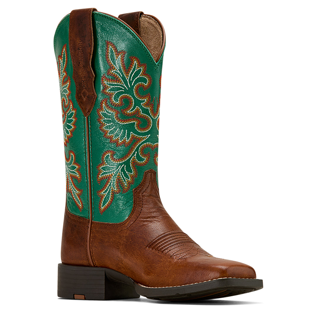 Bottes Western femme Round Up StretchFit Wide Square Toe Arizona Brownaged Jade