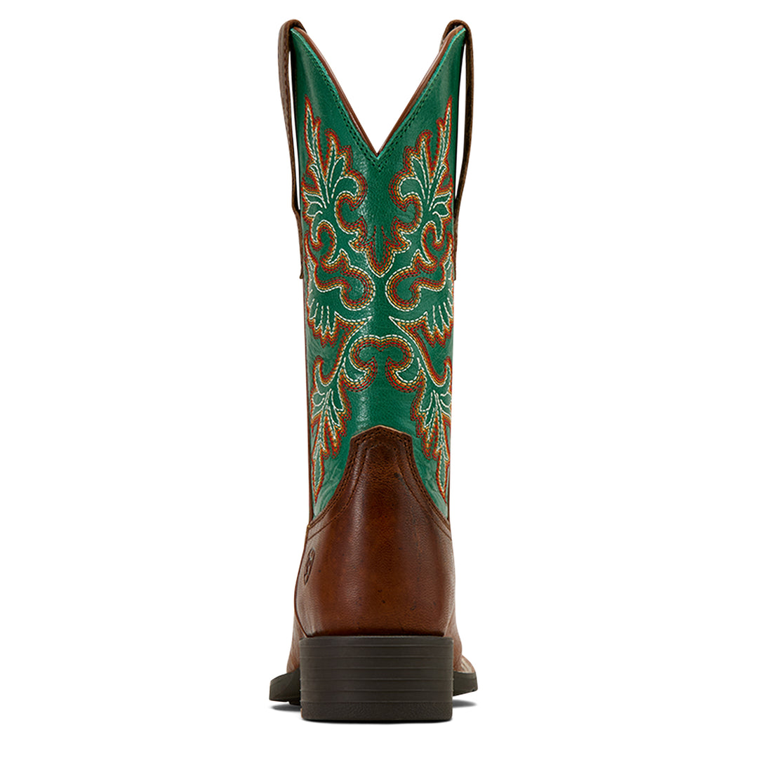 Bottes Western femme Round Up StretchFit Wide Square Toe Arizona Brownaged Jade