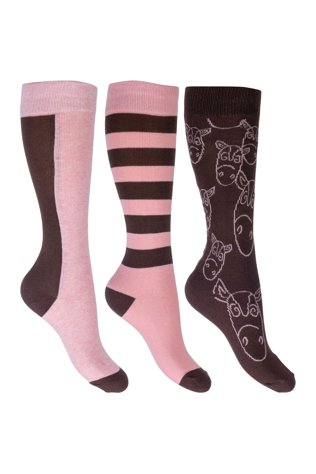 Chausettes pour enfant Houston lot de 3 Marron foncé/Rose - HKM