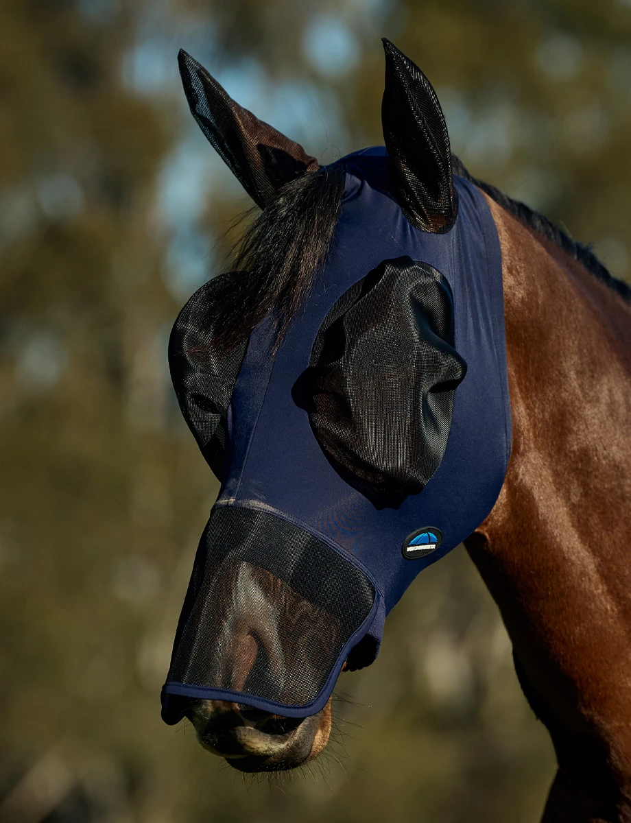 Masque anti-mouches extensible ComFiTec Luxe avec protection pour les oreilles et le nez Marine - WeatherBeeta