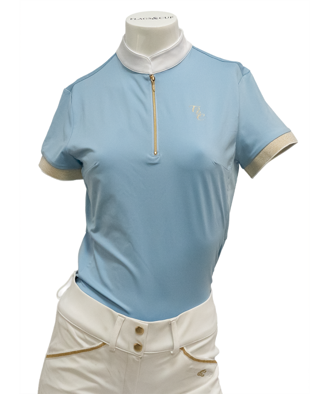 Polo de concours fille manches courtes ANDRIA Bleu ciel - Flag & Cup