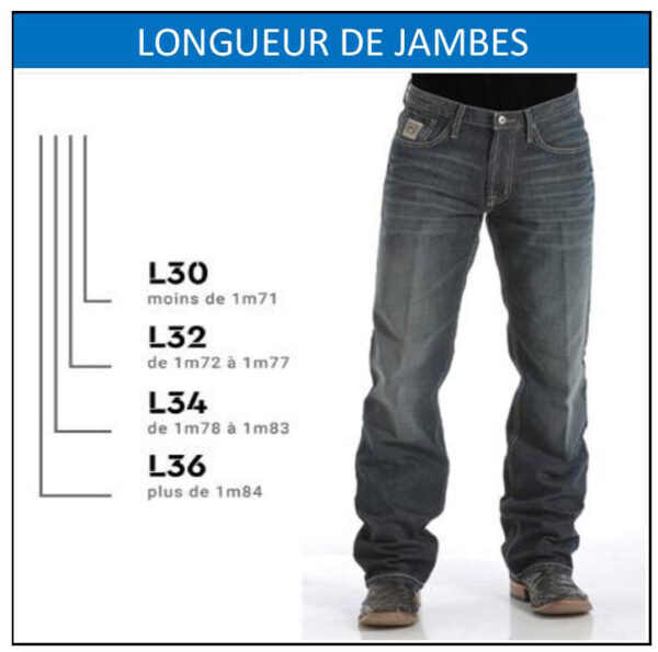 longueur de jambes jeans western homme 