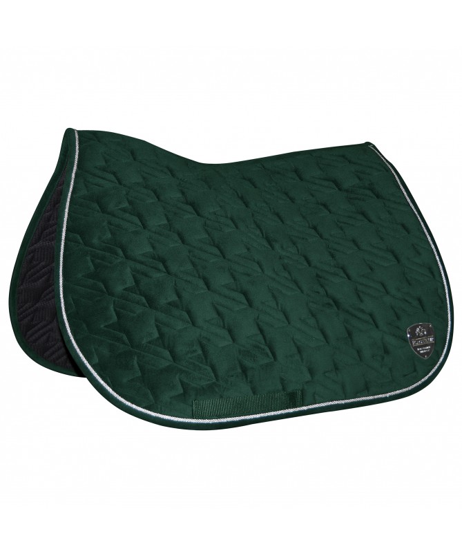 tapis de selle équitation cheval flags and cup velours teddy vert foret