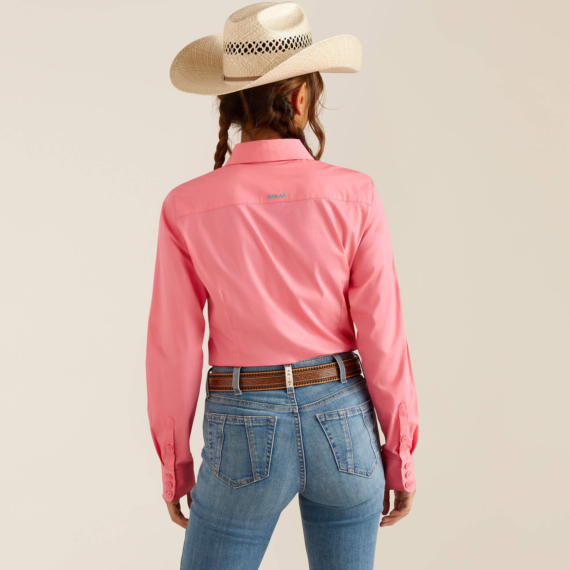 chemise pour l'équitation western pour femme de marque ariat modèle camelia de couleur rose