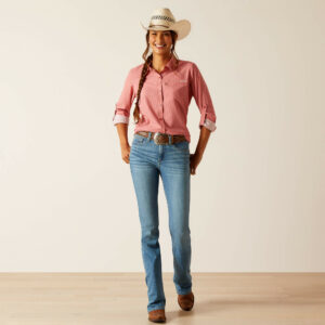 chemise pour l'équitation western pour femme de marque ariat modèle venteck de couleur rose