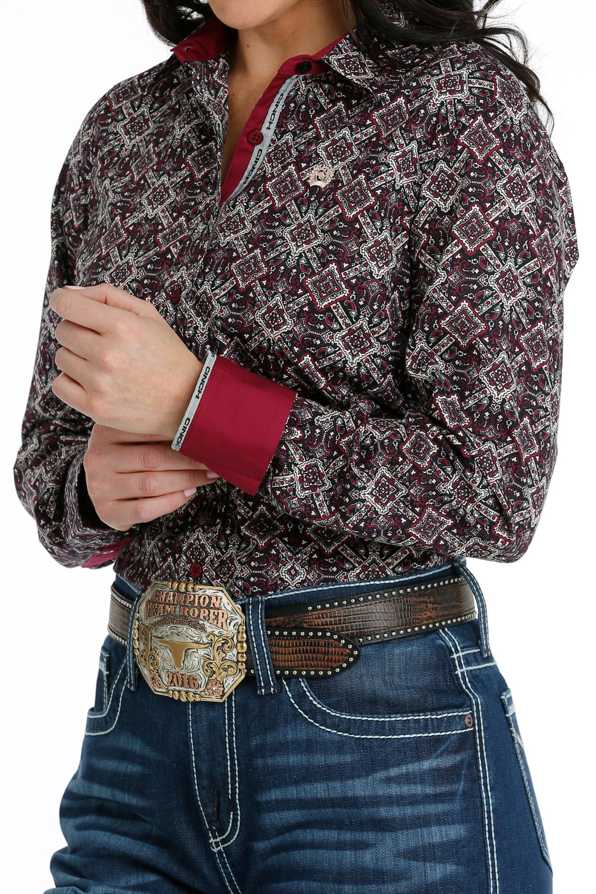 chemise équitation western femme cinch motif bordeaux