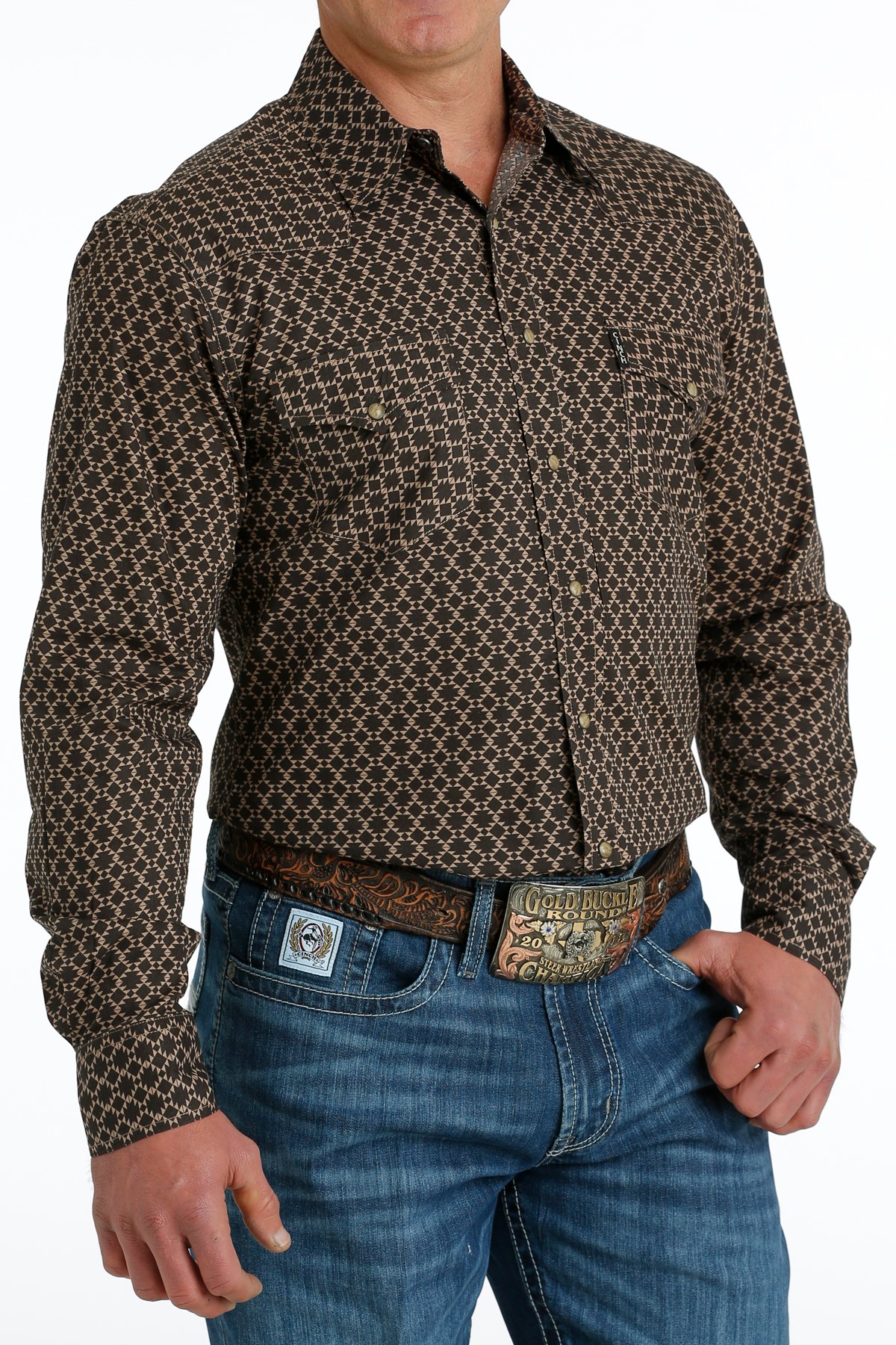chemise équitation western homme cinch marron