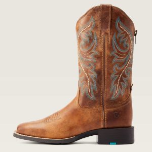 bottes pour l'équitation western femme de marque ariat modèle round up dsert couleur marron