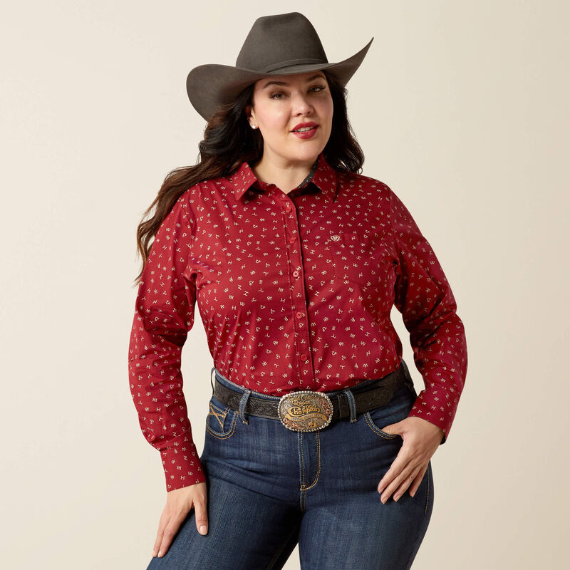 chemise pour femme équitation western de marque Ariat modèle kirby couleur rouge