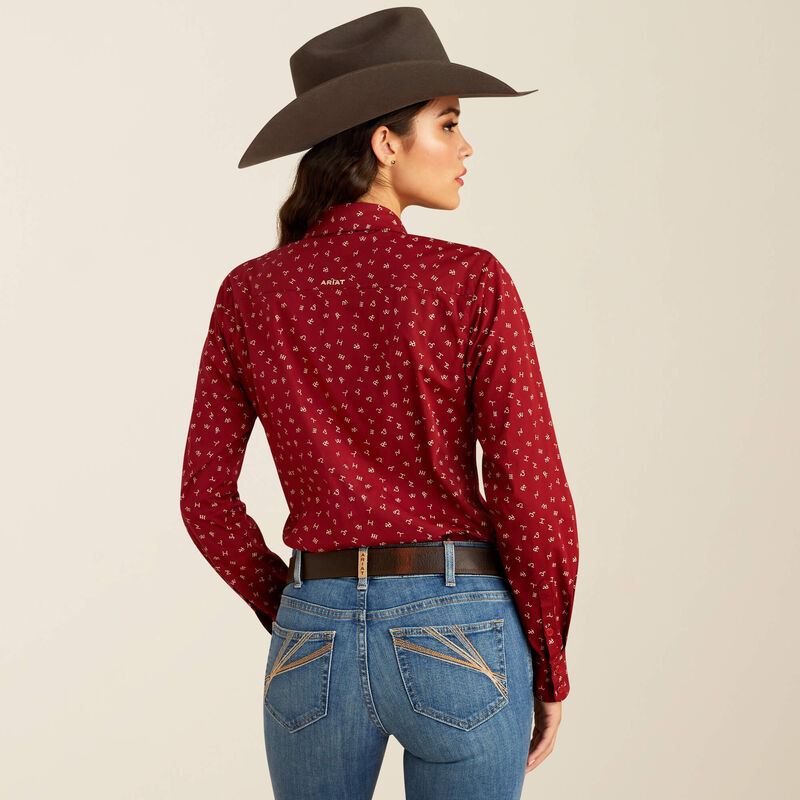 chemise pour femme équitation western de marque Ariat modèle kirby couleur rouge