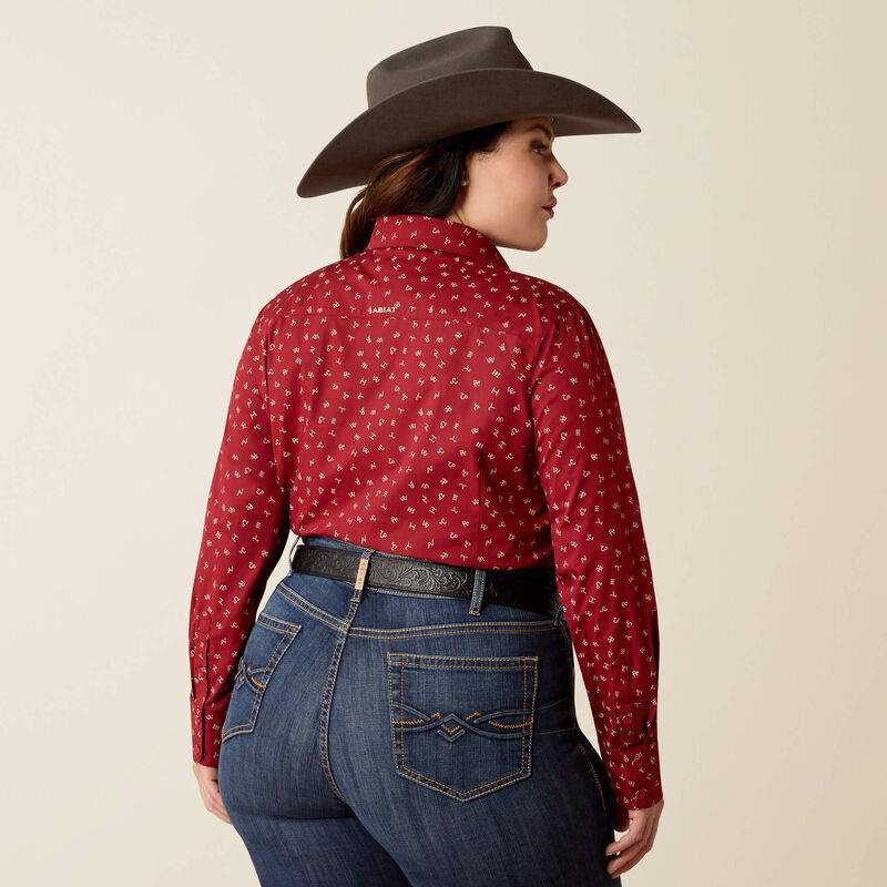 chemise pour femme équitation western de marque Ariat modèle kirby couleur rouge