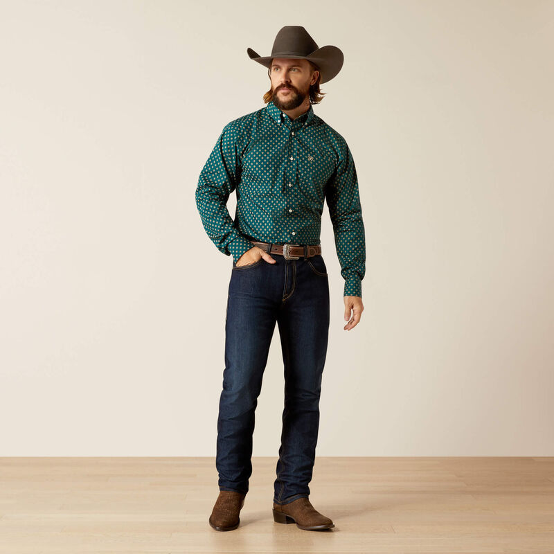 chemise équitation western pour homme de marque ariat modèle grover couleur verte