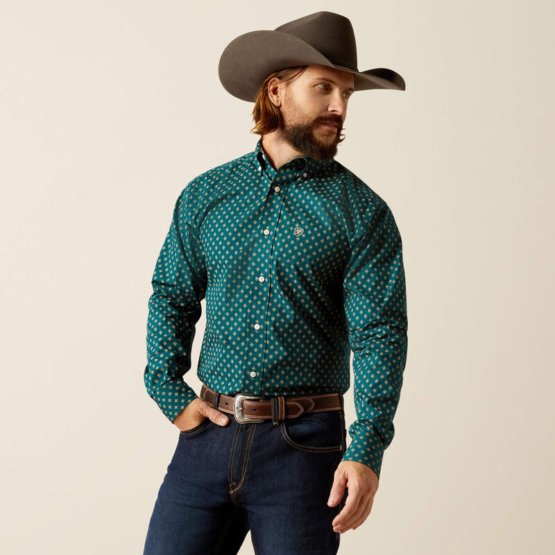 chemise équitation western pour homme de marque ariat modèle grover couleur verte