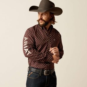 chemise-western-homme- ariat-team-marron