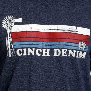 tee-shirt cinch pour homme bleu marine avec logo et eolienne